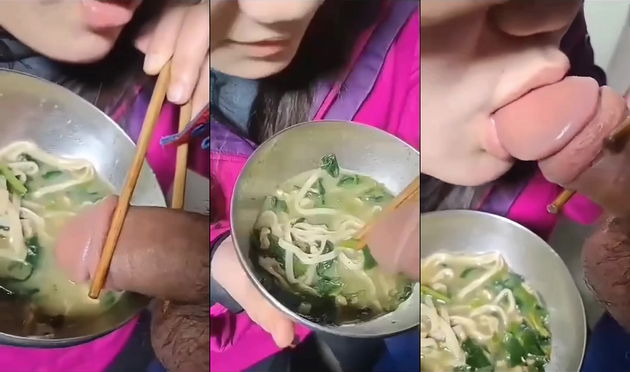 Độc lạ em ăn mì còn lấy chim anh chấm vào nước để mút – Viet69
